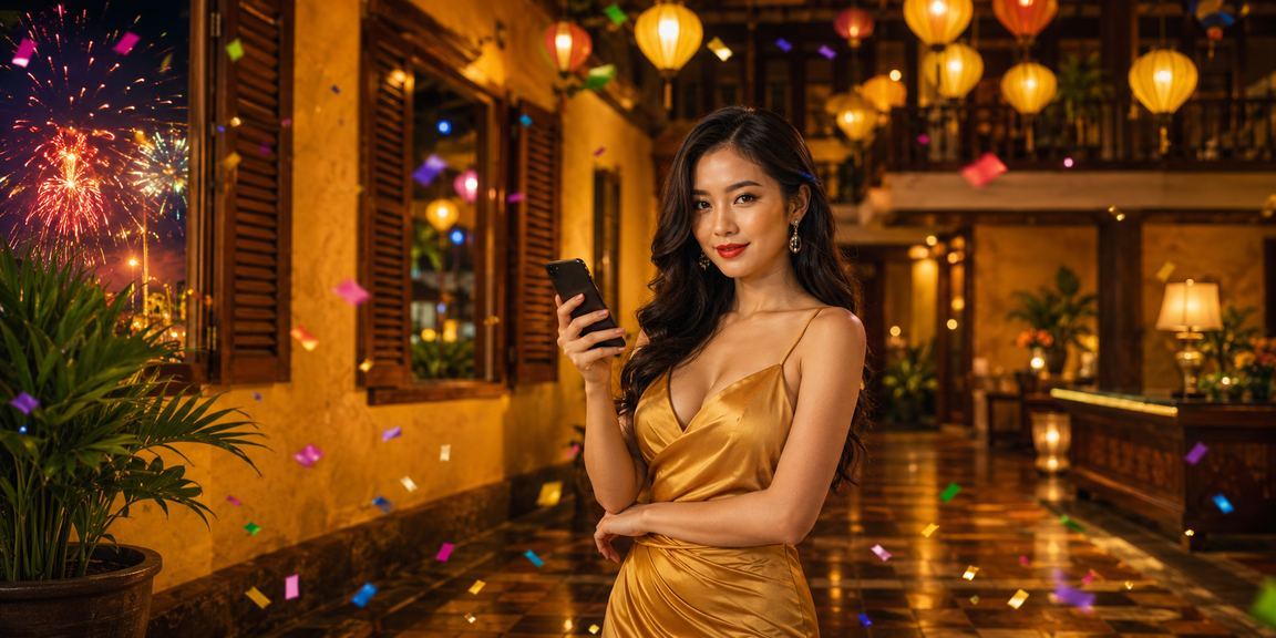 Người dùng chơi casino và thể thao trực tuyến trên điện thoại tại chợ đêm Hội An